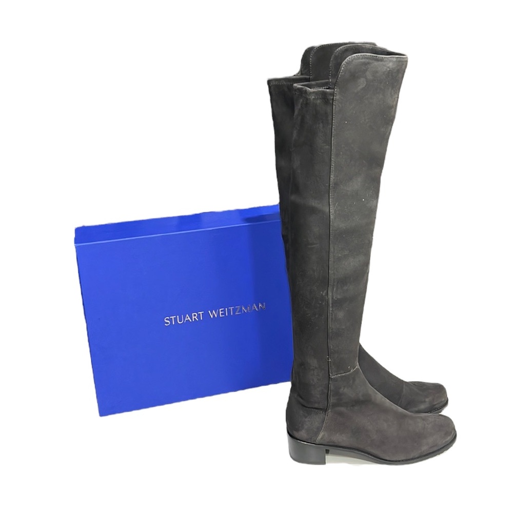 Stuart Weitzman Allserve Suede Over-the-Knee Boots in Slate Size 8 NEW